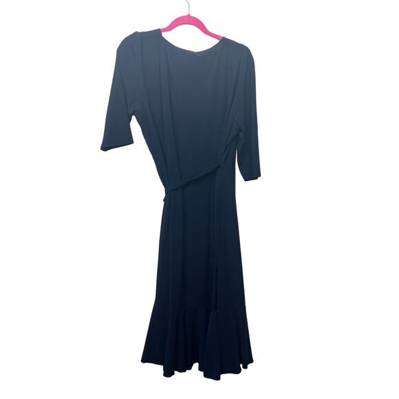 Kiyonna Womens True Wrap Dress 14/16 Midi Stretch Ruffle Hem Party Event Evening - Picture 7 of 14